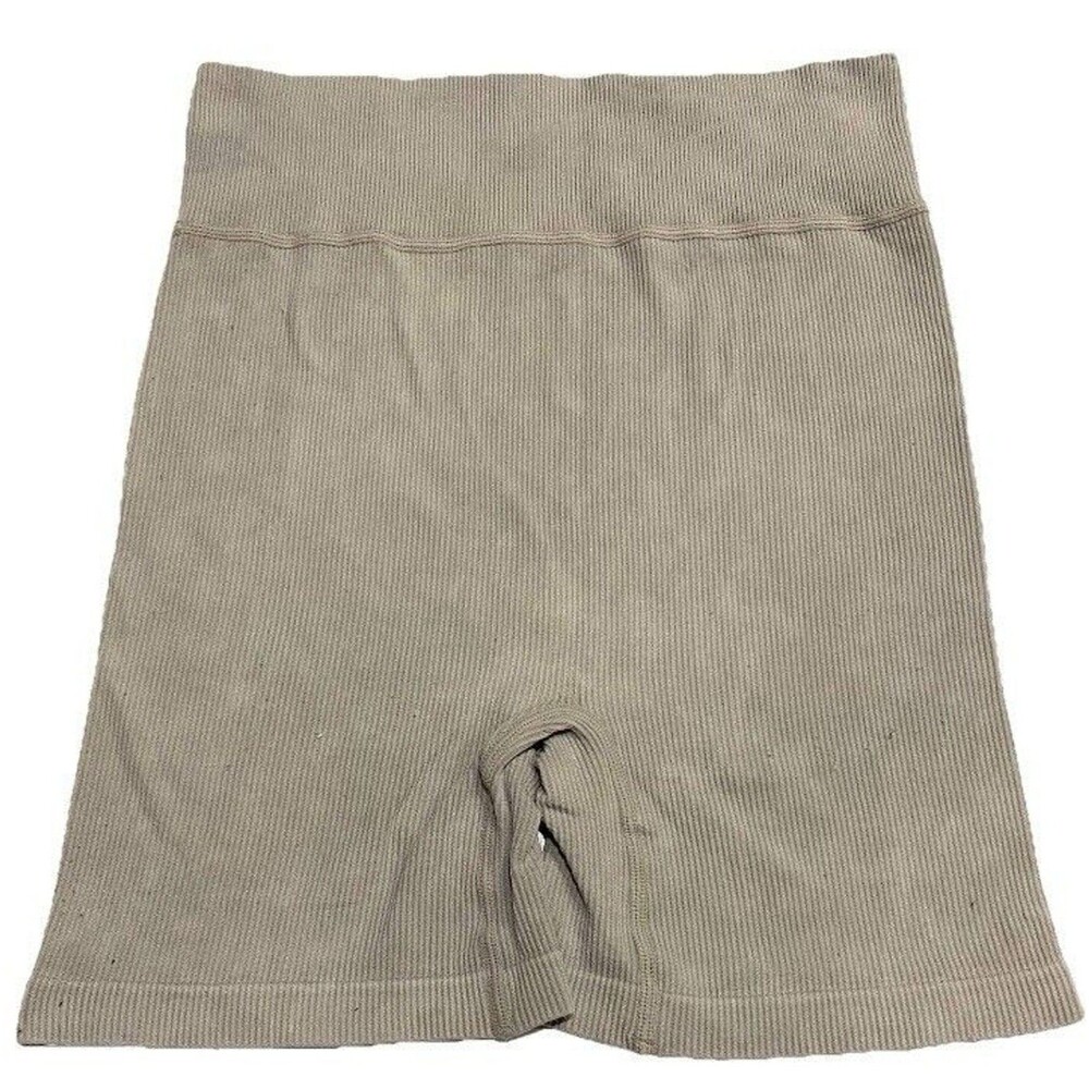 Aura Biker Shorts Womens S Tan High Waist Seamless Stretch Yoga Gym Workout Run
